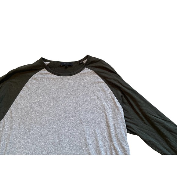 Men XL Vince Double Layer Baseball Crew Long Slv Shirt Top Pima Cotton Gray - Picture 2 of 6